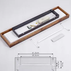 Plafonnier Salmi Led Brun, Couleur Bois, Noir, 1 Lumiere, Telecommandes