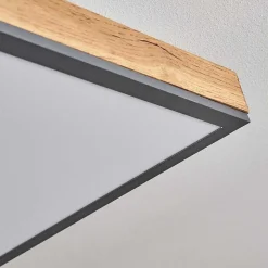 Plafonnier Salmi Led Couleur Bois, Noir, Blanc, 1 Lumiere, Telecommandes