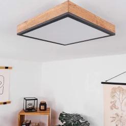 Plafonnier Salmi Led Couleur Bois, Noir, Blanc, 1 Lumiere