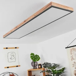 Plafonnier Salmi Led Couleur Bois, Noir, Blanc, 1 Lumiere