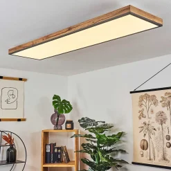 Plafonnier Salmi Led Couleur Bois, Noir, Blanc, 1 Lumiere