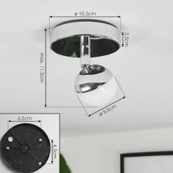 Plafonnier Sanchequias Led Chrome, 1 Lumiere, Telecommandes, Changeur De Couleurs