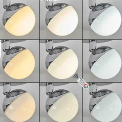 Plafonnier Sanchequias Led Chrome, 1 Lumiere, Telecommandes, Changeur De Couleurs