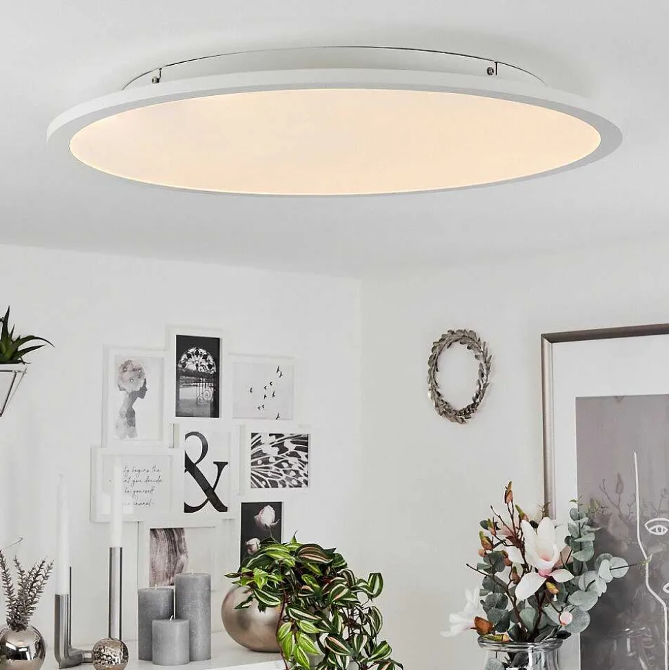 Plafonnier Sani Led Blanc, 1 Lumiere, Telecommandes, Changeur De Couleurs