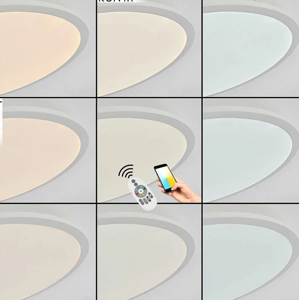 Plafonnier Sani Led Blanc, 1 Lumiere, Telecommandes, Changeur De Couleurs