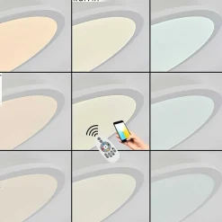 Plafonnier Sani Led Blanc, 1 Lumiere, Telecommandes, Changeur De Couleurs