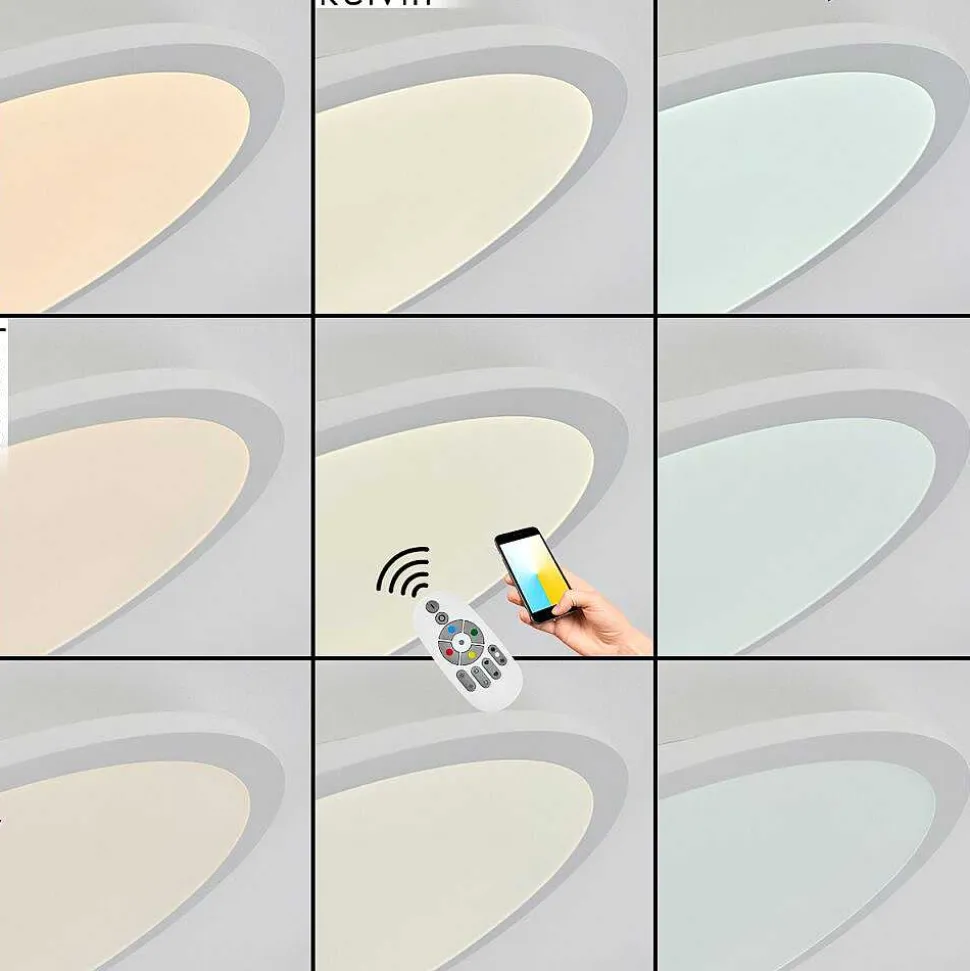 Plafonnier Sani Led Blanc, 1 Lumiere, Telecommandes, Changeur De Couleurs