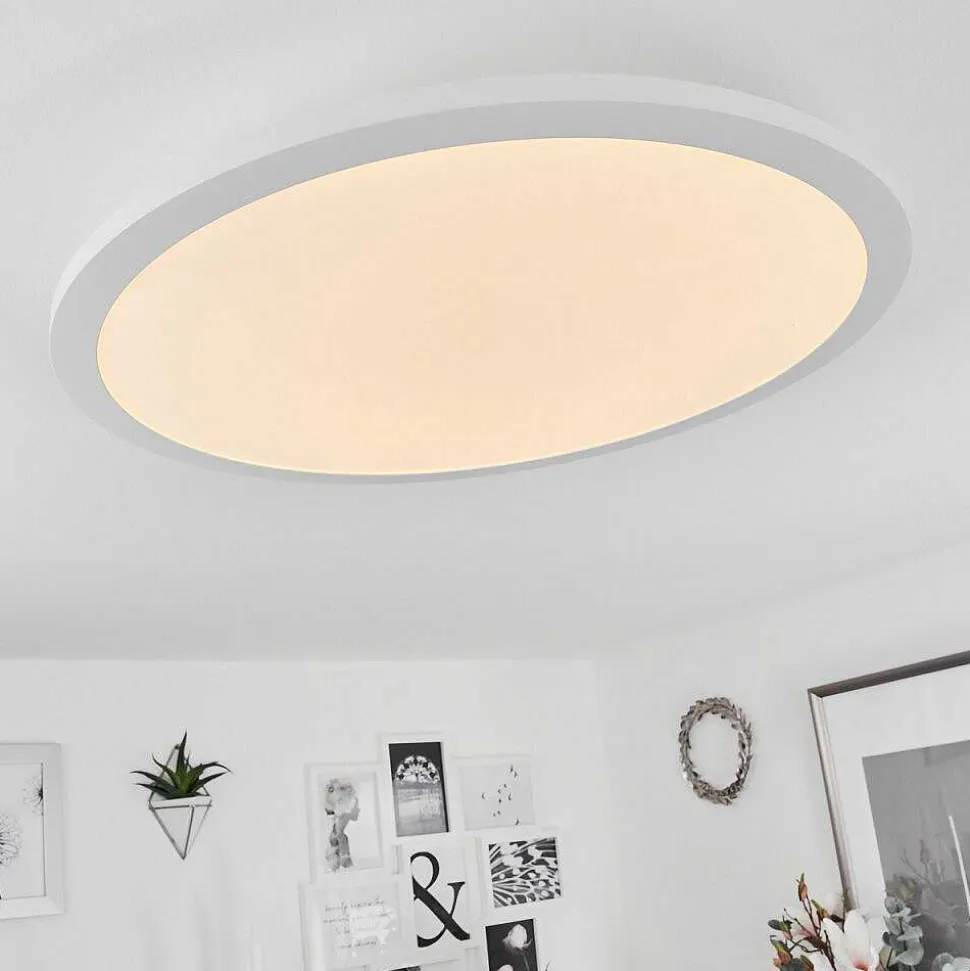 Plafonnier Sani Led Blanc, 1 Lumiere, Telecommandes, Changeur De Couleurs