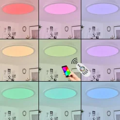 Plafonnier Sani Led Blanc, 1 Lumiere, Telecommandes, Changeur De Couleurs