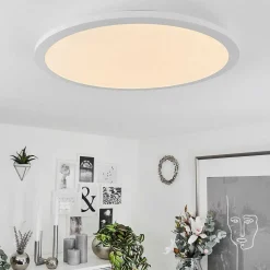 Plafonnier Sani Led Blanc, 1 Lumiere, Telecommandes, Changeur De Couleurs