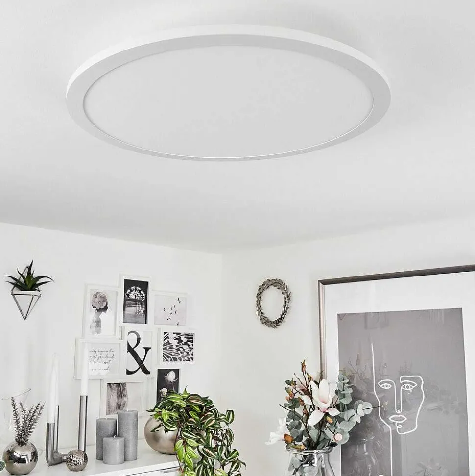 Plafonnier Sani Led Blanc, 1 Lumiere, Telecommandes, Changeur De Couleurs