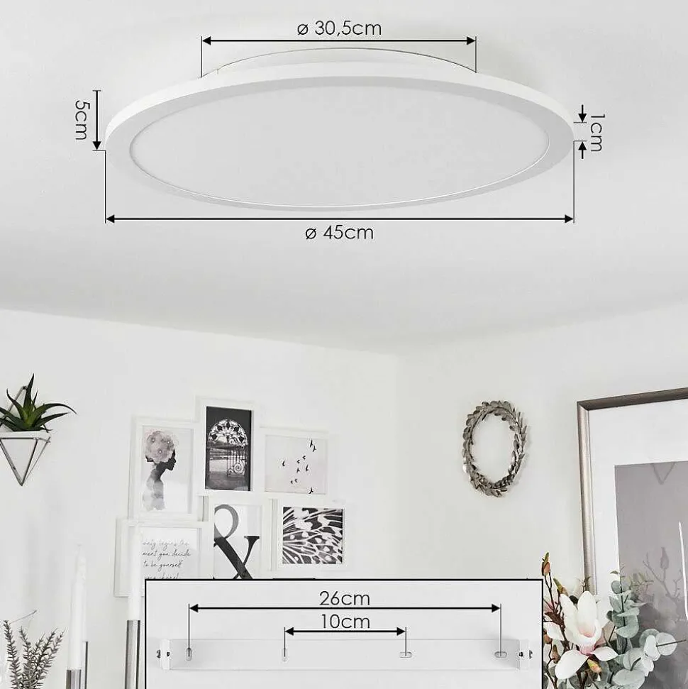 Plafonnier Sani Led Blanc, 1 Lumiere, Telecommandes, Changeur De Couleurs