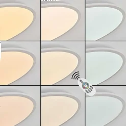 Plafonnier Sani Led Blanc, 1 Lumiere, Telecommandes, Changeur De Couleurs