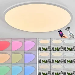 Plafonnier Sani Led Blanc, 1 Lumiere, Telecommandes, Changeur De Couleurs