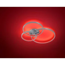 Plafonnier Trio Aaron Led Nickel Mat, 1 Lumiere, Telecommandes, Changeur De Couleurs