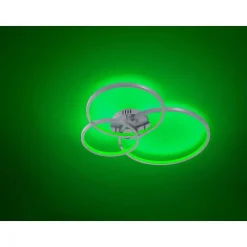 Plafonnier Trio Aaron Led Nickel Mat, 1 Lumiere, Telecommandes, Changeur De Couleurs