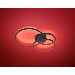 Plafonnier Trio Aaron Led Anthracite, 1 Lumiere, Telecommandes, Changeur De Couleurs