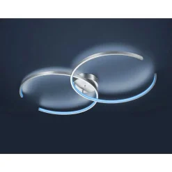 Plafonnier Trio Leuchten Wiz Citizen Led Nickel Mat, 2 Lumieres, Telecommandes, Changeur De Couleurs