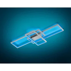 Plafonnier Trio Thiago Led Nickel Mat, 1 Lumiere, Telecommandes, Changeur De Couleurs
