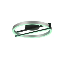 Plafonnier Trio Thompson Led Aluminium Brosse, 1 Lumiere, Telecommandes, Changeur De Couleurs