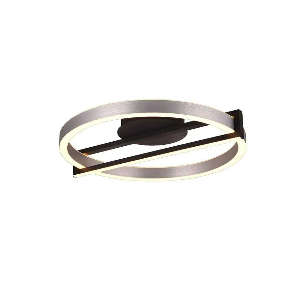 Plafonnier Trio Thompson Led Aluminium Brosse, 1 Lumiere, Telecommandes, Changeur De Couleurs