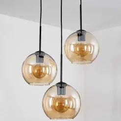 Plafonnier Verre 20 Cm Koyoto Ambre, 3 Lumieres