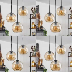 Plafonnier Verre 20 Cm Koyoto Ambre, 3 Lumieres