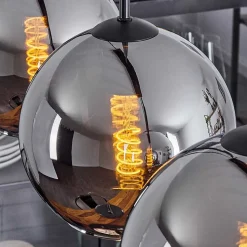 Plafonnier Verre 20 Cm Koyoto Chrome, Fume, 4 Lumieres