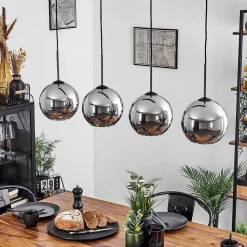 Plafonnier Verre 20 Cm Koyoto Chrome, Fume, 4 Lumieres