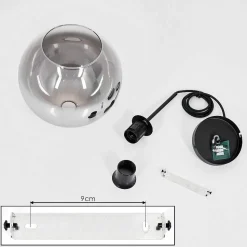 Plafonnier Verre 20 Cm Koyoto Clair, Fume, 1 Lumiere