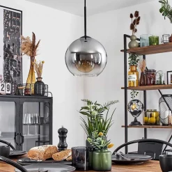 Plafonnier Verre 20 Cm Koyoto Clair, Fume, 1 Lumiere