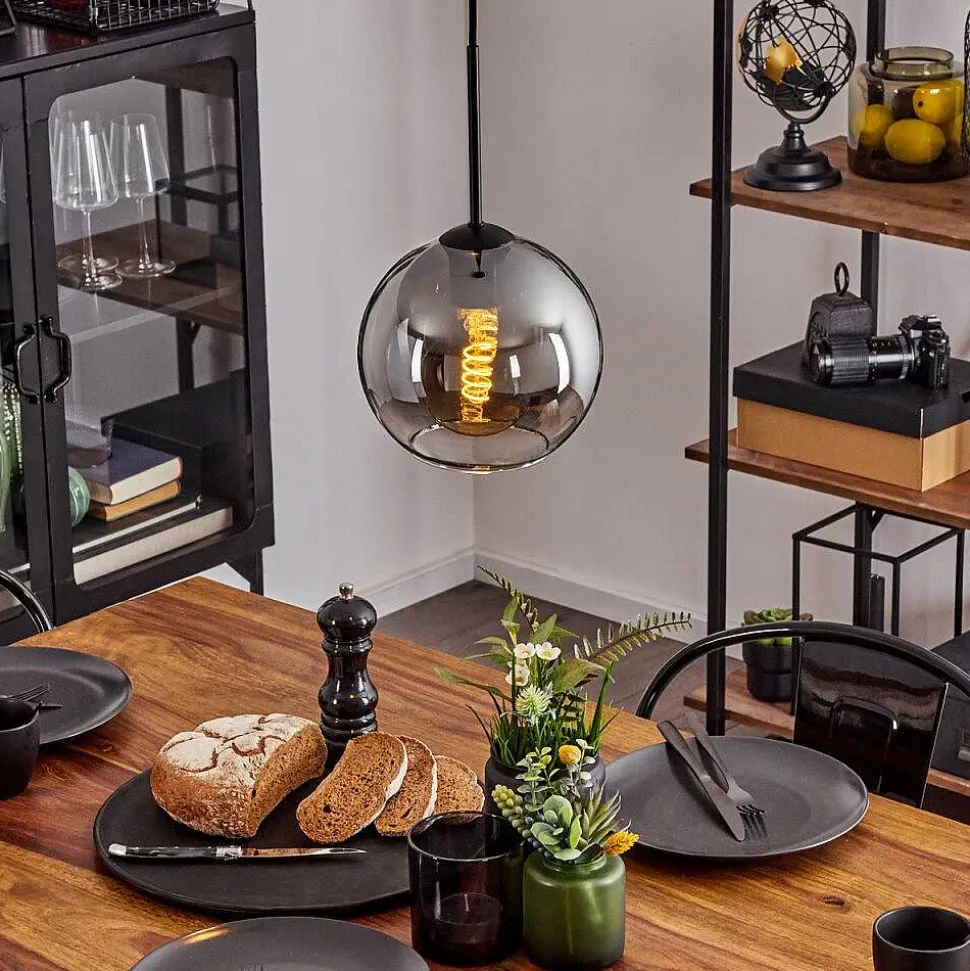 Plafonnier Verre 20 Cm Koyoto Clair, Fume, 1 Lumiere