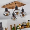 Plafonnier Vouhet Brun, Couleur Bois, Noir, 4 Lumieres