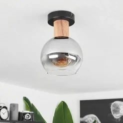 Plafonnier Vouhet Brun, Couleur Bois, Noir, 1 Lumiere