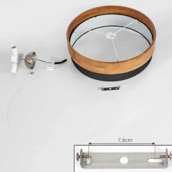 Plafonnier Vrolle Bois Clair, Nickel Mat, 3 Lumieres