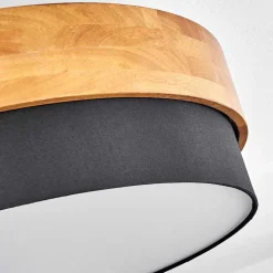 Plafonnier Vrolle Bois Clair, Nickel Mat, 3 Lumieres