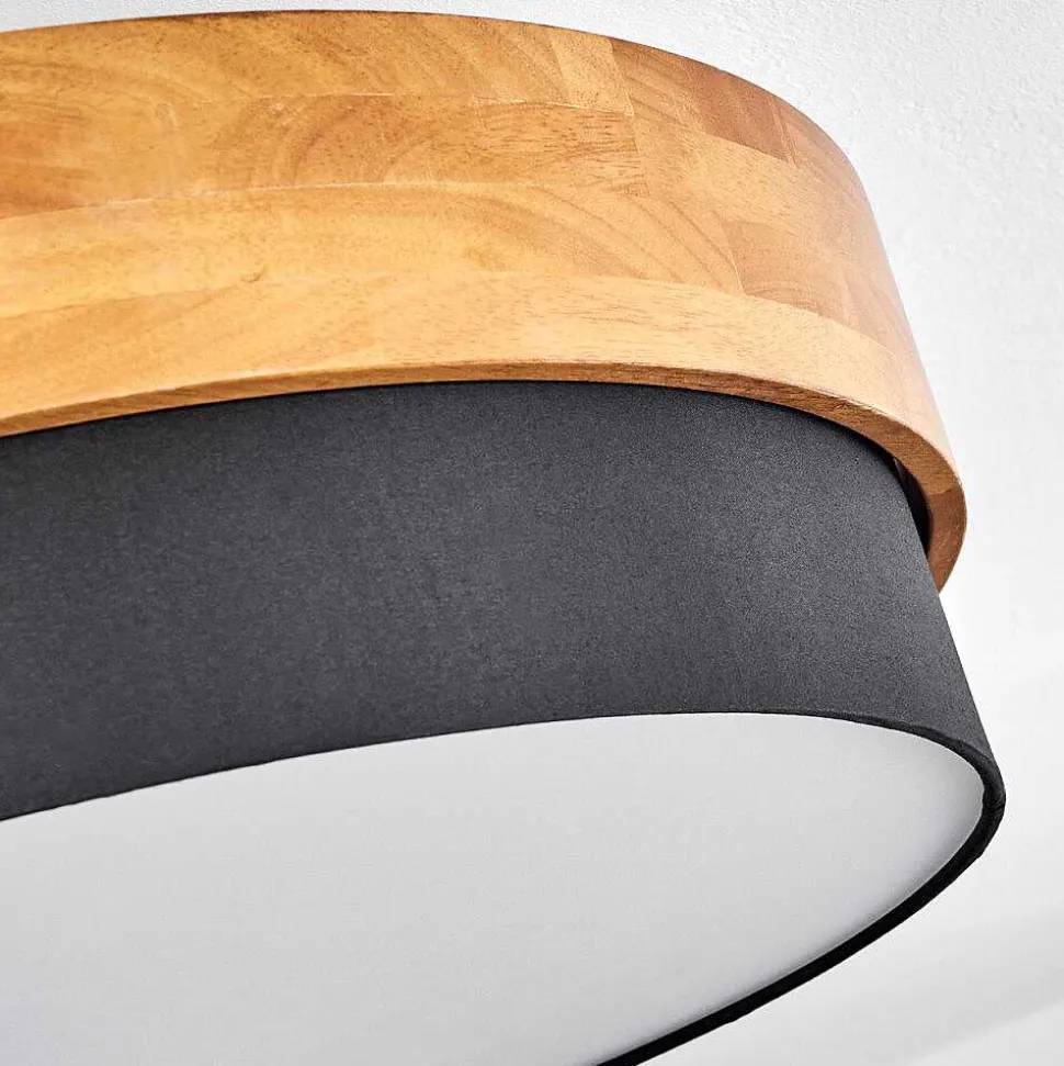 Plafonnier Vrolle Bois Clair, Nickel Mat, 3 Lumieres