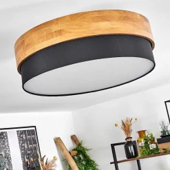 Plafonnier Vrolle Bois Clair, Nickel Mat, 3 Lumieres