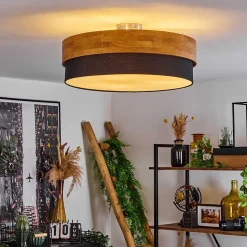 Plafonnier Vrolle Bois Clair, Nickel Mat, 3 Lumieres