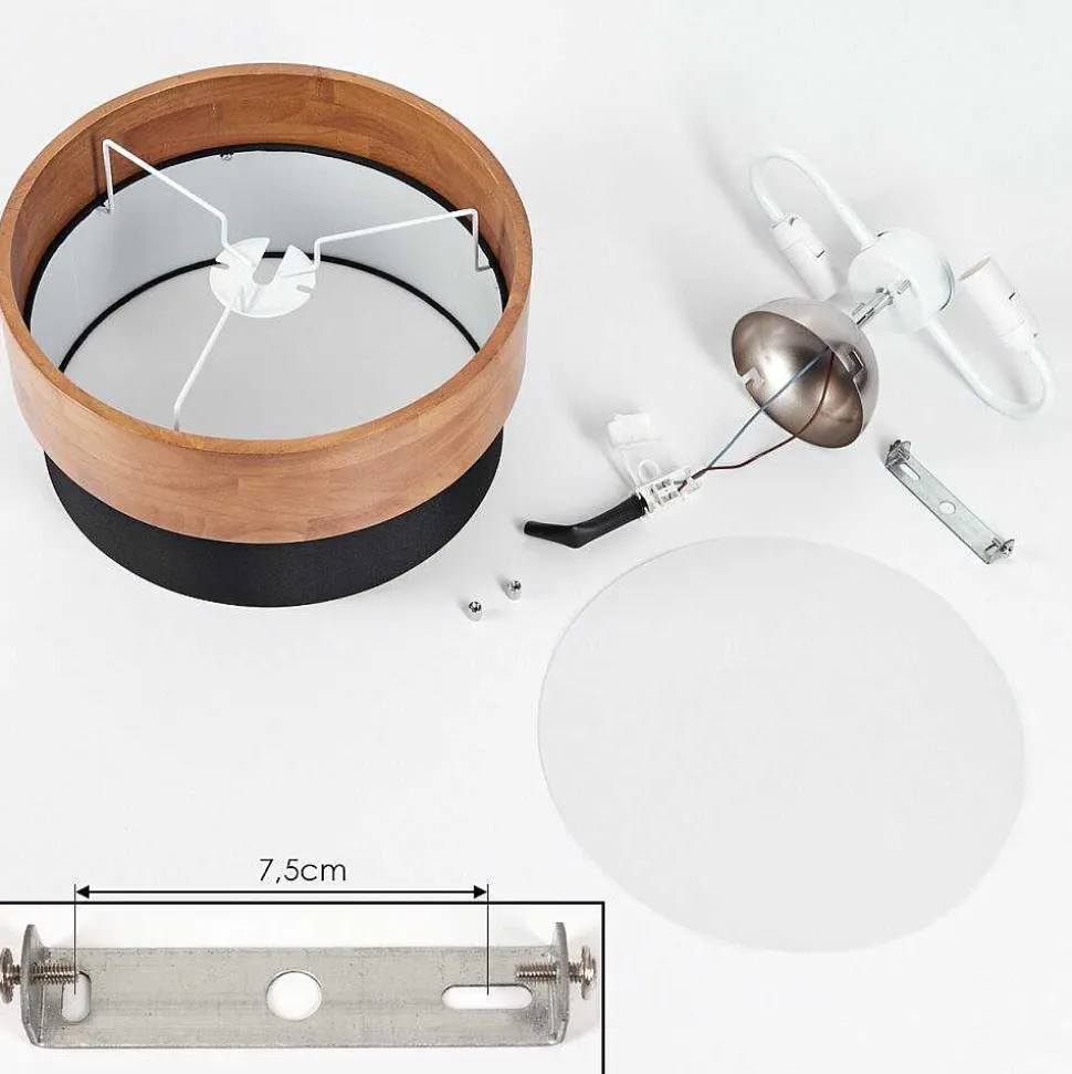 Plafonnier Vrolle Bois Clair, Nickel Mat, 2 Lumieres