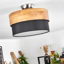 Plafonnier Vrolle Bois Clair, Nickel Mat, 2 Lumieres