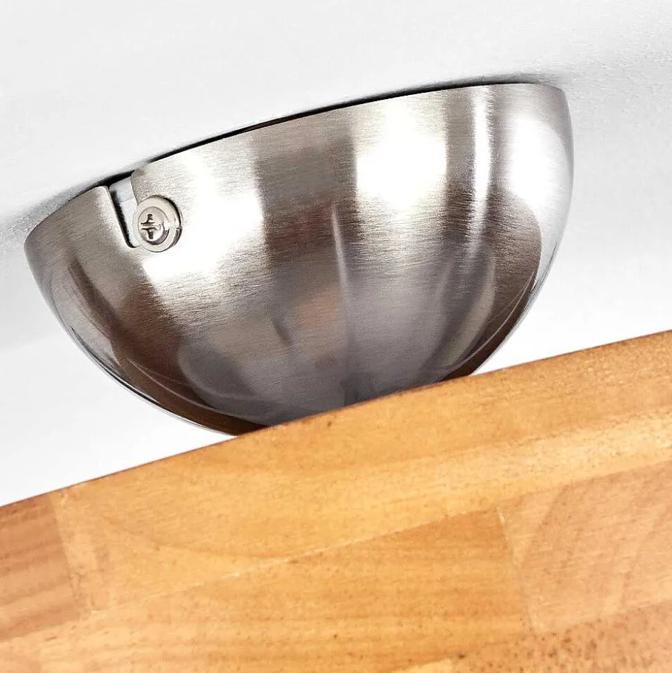 Plafonnier Vrolle Bois Clair, Nickel Mat, 2 Lumieres