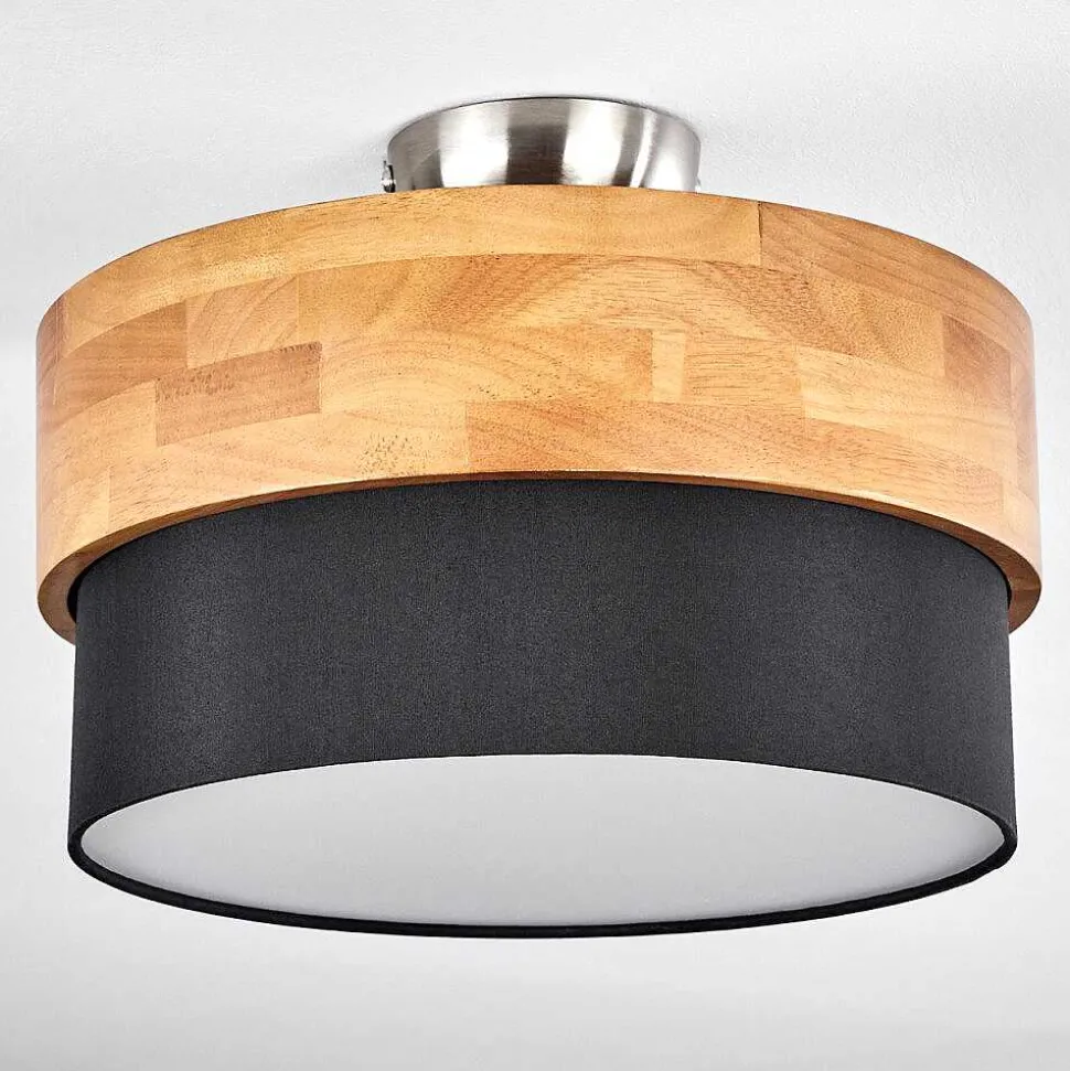 Plafonnier Vrolle Bois Clair, Nickel Mat, 2 Lumieres