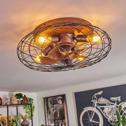 Plafonnier Wemude Brun, Noir, 4 Lumieres, Telecommandes