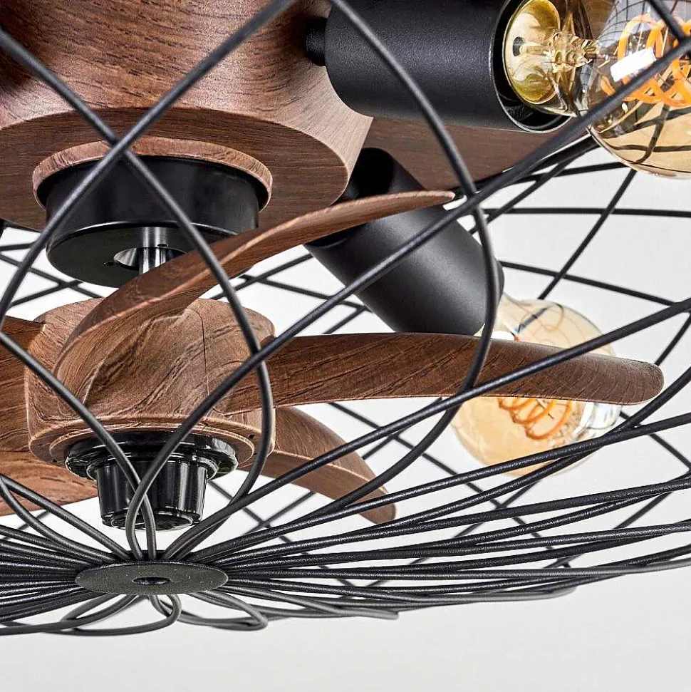 Plafonnier Wemude Brun, Noir, 4 Lumieres, Telecommandes