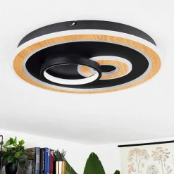 Plafonnier Xamontarupt Led Brun, Couleur Bois, Noir, 1 Lumiere, Telecommandes