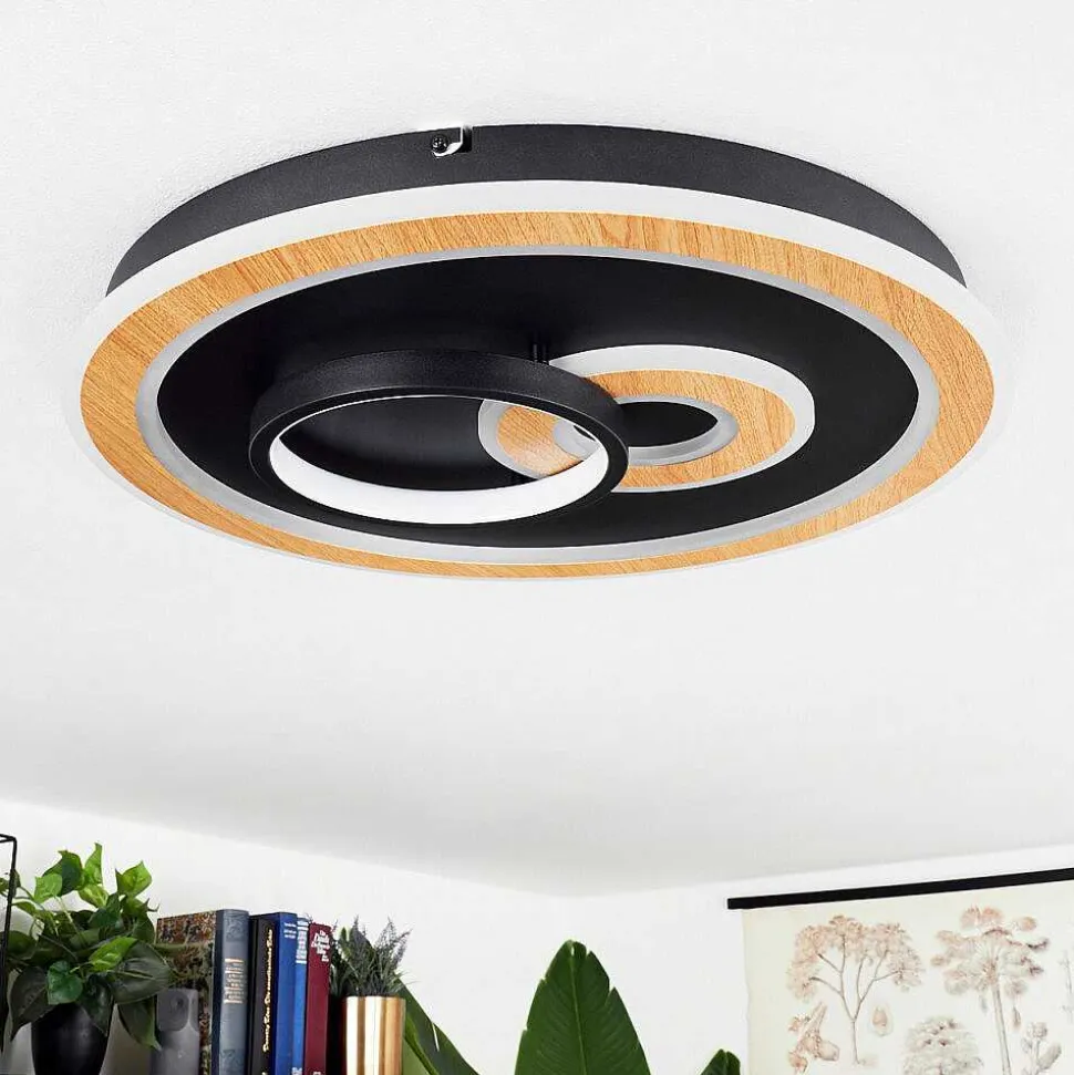 Plafonnier Xamontarupt Led Brun, Couleur Bois, Noir, 1 Lumiere, Telecommandes