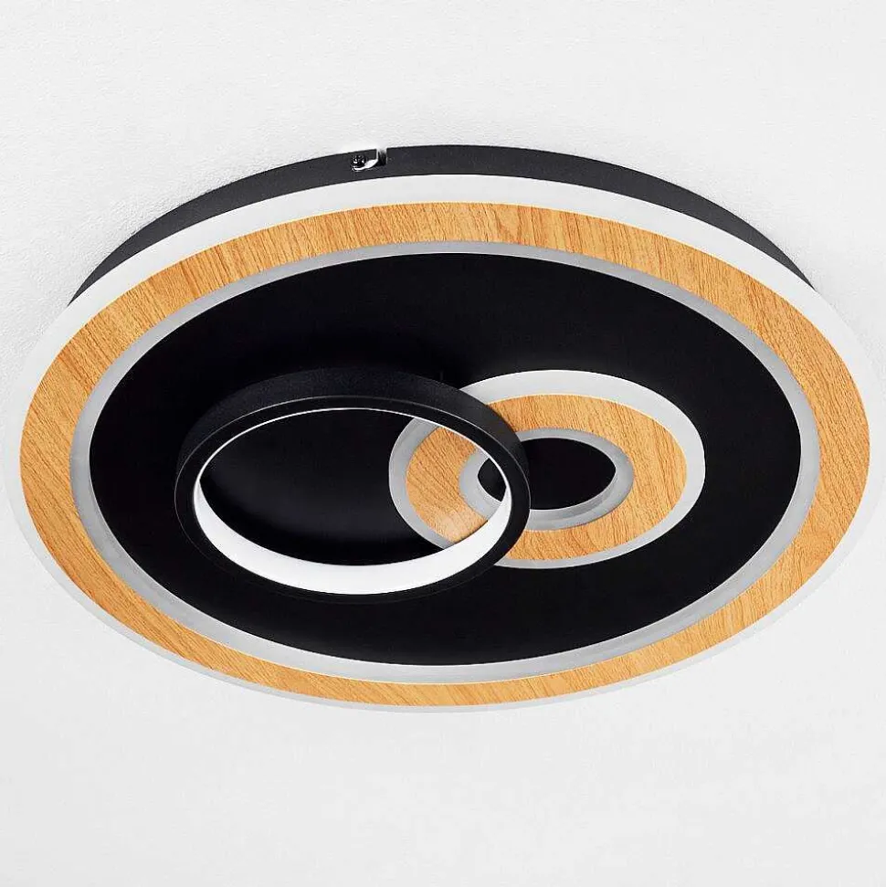 Plafonnier Xamontarupt Led Brun, Couleur Bois, Noir, 1 Lumiere, Telecommandes