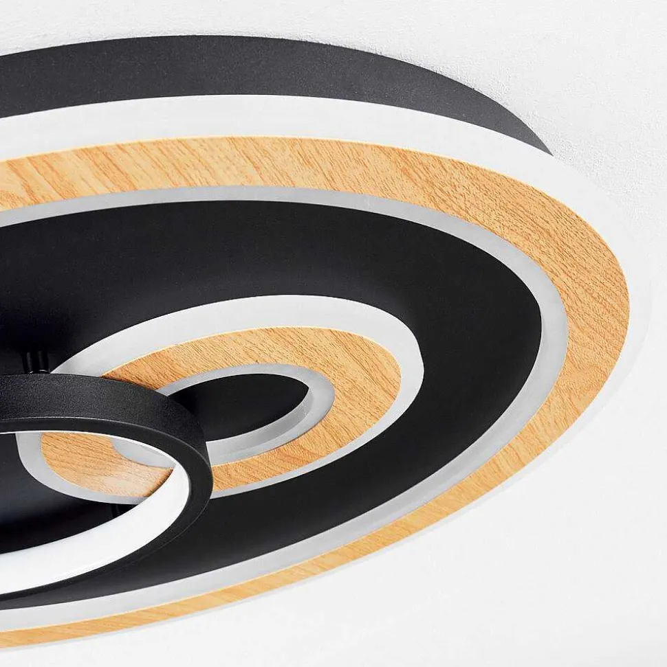 Plafonnier Xamontarupt Led Brun, Couleur Bois, Noir, 1 Lumiere, Telecommandes