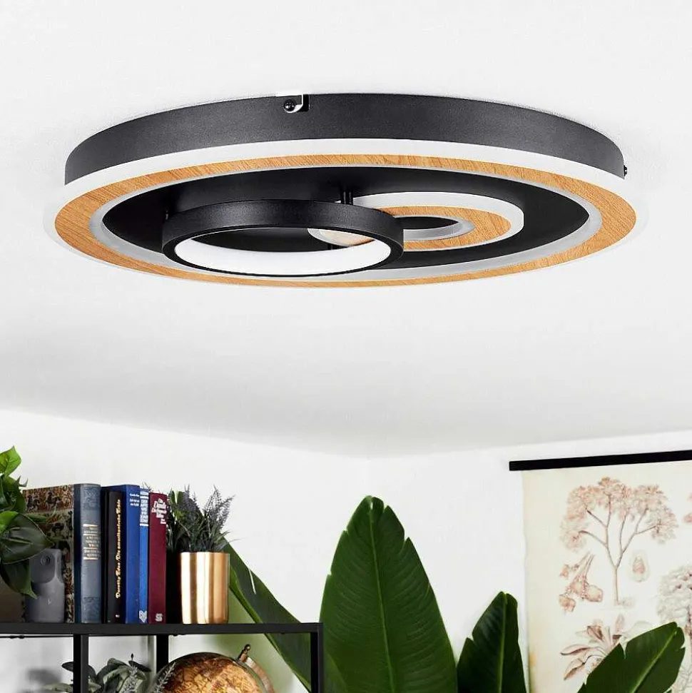 Plafonnier Xamontarupt Led Brun, Couleur Bois, Noir, 1 Lumiere, Telecommandes